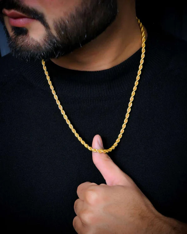 Luxury Gold Rope Chain Necklace & Bracelet Combo Set