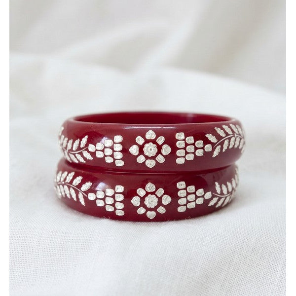 Midnight Silver Inlay Couple pola bangels